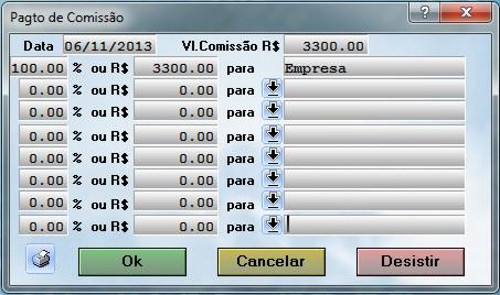 Cadastro de Comissões Inserir data previsão de entrada e valores das comissões para os respectivos corretores. Clicando no ícone imobiliárias.