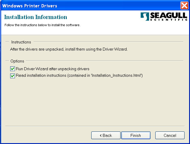 Instalando o Driver de Impressão (Driver Argox Seagull) 4. Clique em "Concluir". 1. Clique duas vezes no arquivo do driver (driver Argox Seagull) para executar a instalação. 2.