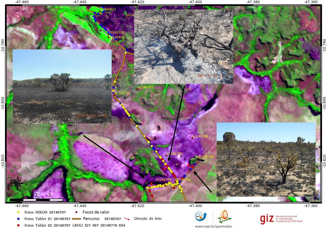 A informação dos focos de queima do sistema do INPE foi fundamental no trabalho de campo.