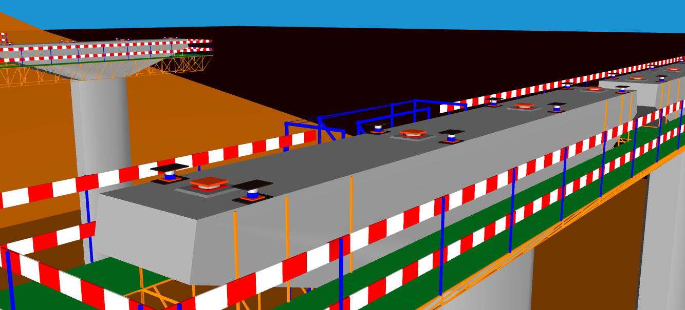 Podem visualizar-se, na figura 31, os modelos 3D das guardas de segurança e da plataforma de trabalho para a movimentação dos operários de forma a poderem efetuar em segurança as tarefas requeridas