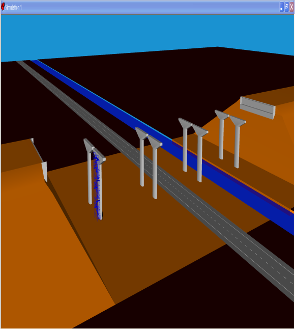A imagem da esquerda da figura 70 apresenta uma torre escada inserida no cenário virtual e, a da direita, as restantes torres. Figura 70 Inserção das torres escada no cenário da obra.