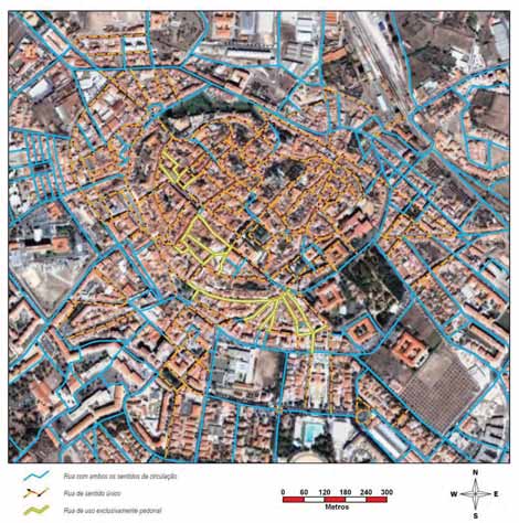 Figura 4-2 Sentidos de circulação automóvel na cidade de Beja.