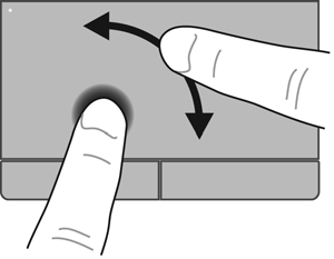 Rotação A rotação permite-lhe rodar itens, como fotografias. Para rodar, fixe o seu indicador esquerdo na zona do TouchPad.
