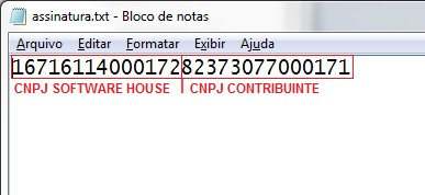 Instalação e Configuração 9 Tela de Associação de Assinatura, com os dados para homologação.