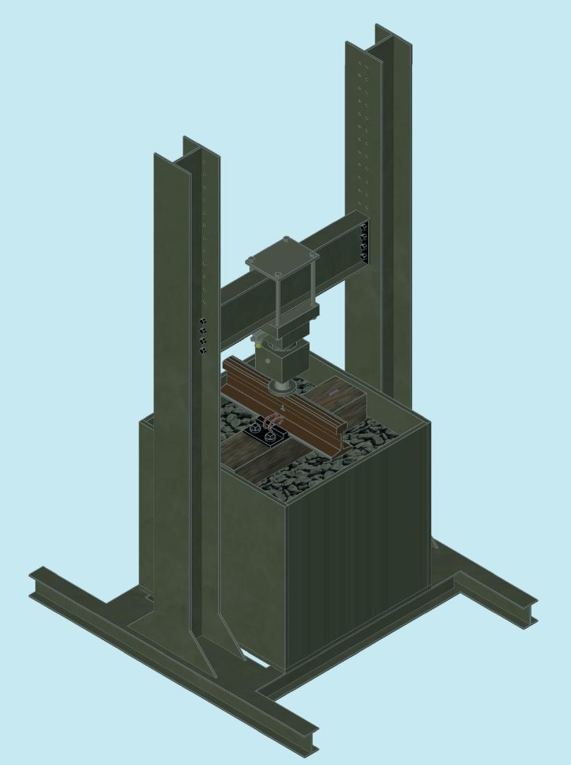 A pesquisa em questão intenta a utilização de uma caixa de testes metálica, construída e estruturada para utilização permanente, no interior da qual está montada uma seção ferroviária-teste