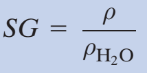 Massa Específica Uma forma alternativa de expressar a massa específica de uma substância é compará-la com um valor de referência aceito, tipicamente a massa específica máxima da água, ρh20 (1.