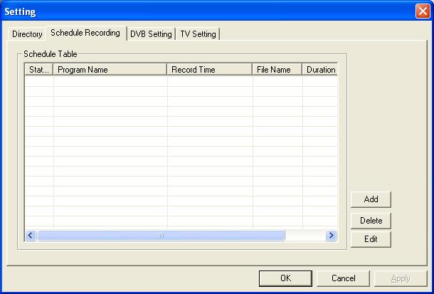 LifeView DTV 5. Configuração Para aceder à janela Setting [Configuração], na barra de menu, clique em Tools -> Setting [Ferramentas -> Configuração].