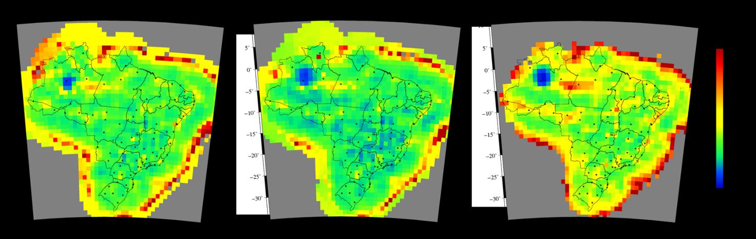 Anai Eletrônico Além do mapa gerado em tempo real, o algoritmo também gera a grade do atrao ionoférico (em unidade de metro) e o nível de confiança da grade (GIVE).