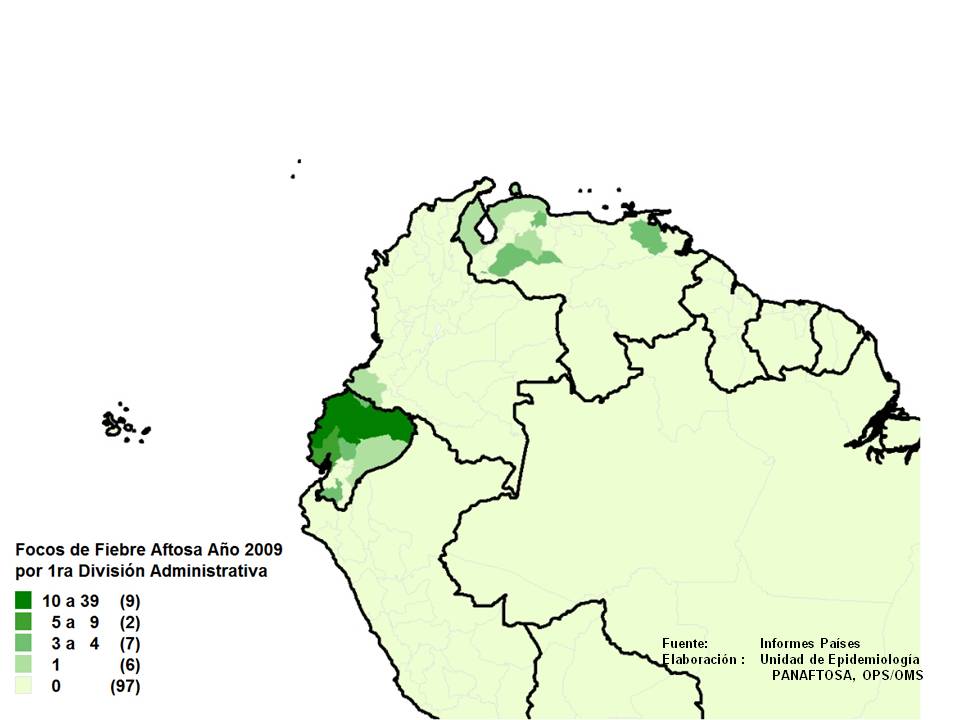 Focos de Aftosa no Equador, Colômbia e