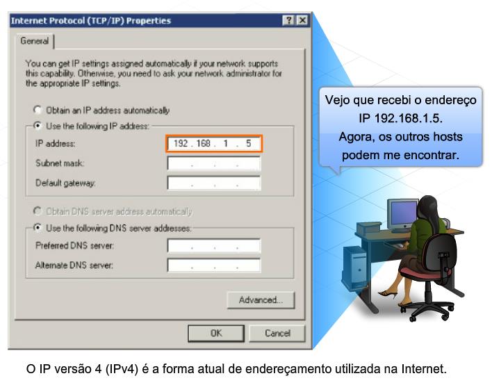 O Internet Protocol versão 4 (IPv4) permite o endereçamento hierárquico para pacotes que transportam dados.