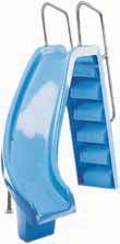 Escorregas Pool slides Modelo Pranaslide De cor azul claro, com corrimãos em alumínio pintado e escada em poliéster/fibra de vidro. Altura 1,50 m. (Código 00085) Altura 1,50 m.