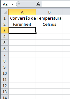 Exercício Conversão de Temperatura Considere a fórmula C/5=(F-32)/9, onde C é a temperatura em Celsius