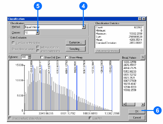 2. No dropdown Input raster selecione Distance to rec_sites. 3. Clique sobre o botão Classify. 4.