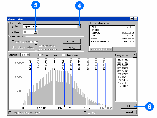 4. No dropdown Method selecione Equal Interval. 5. No dropdown Classes, selecione 10. 6. Clique sobre o botão OK.