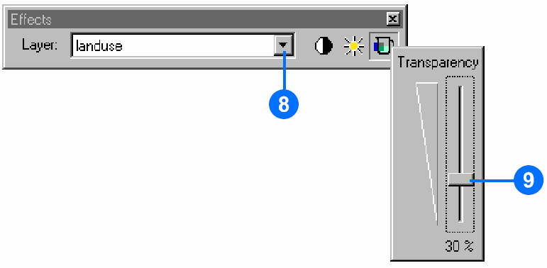 5. Navegue até o diretório ArcGIS\Arctutor\Spatial. 6. Selecione a layer landuse e clique sobre o botão Add. Transparência aplicando 7.