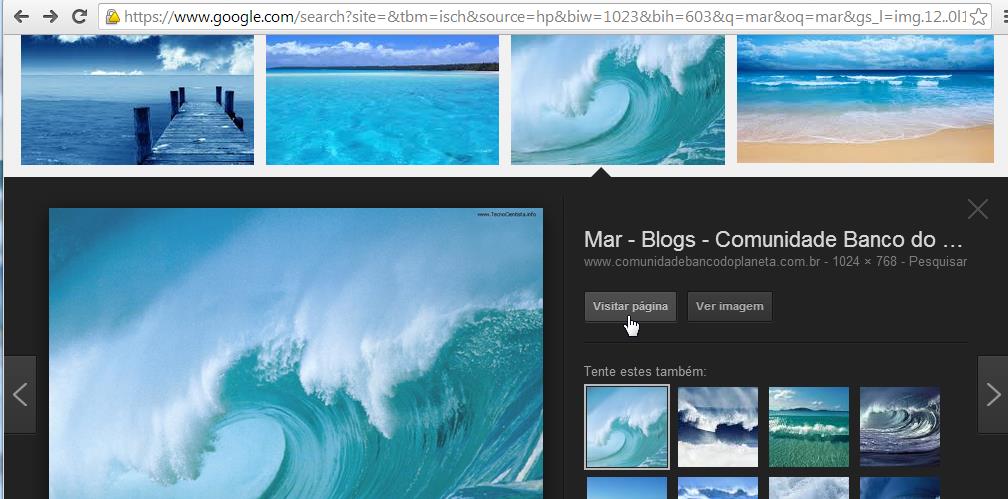 Pesquisa por imagem Na janela anterior, pode escolher outra opção