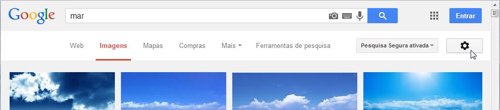 Pesquisa por imagens - opções Voltando à pesquisa de imagens, existe uma opção que está representada pelo botão Engrenagem Clique no ícone de roda dentada para aceder às suas configurações de