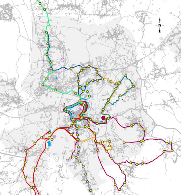 banas que servem o município bem como as ligações locais aos municípios envolventes (ver Figura 4.7 para a rede urbana).