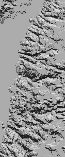 Com Az default Spring (45 ) Com Az=180 VISUALIZANDO O RELEVO EM 3D: Para realizar a visualização em 3D é preciso que no Painel de controle apenas a opção GRADE esteja selecionada.