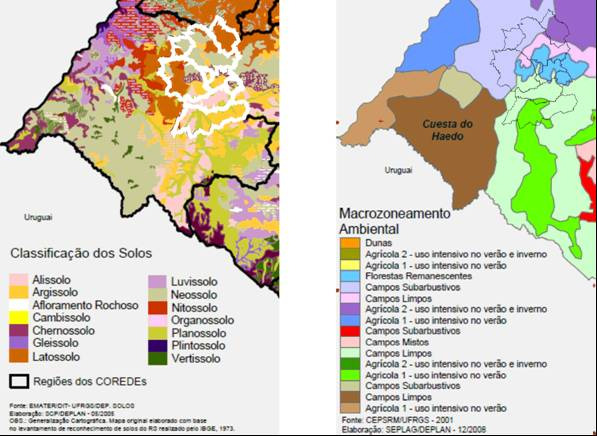 Na região encontram-se latossolos, argissolos, neossolos, nitossolos e planossolos. Suas principais ocorrências (figura 2.