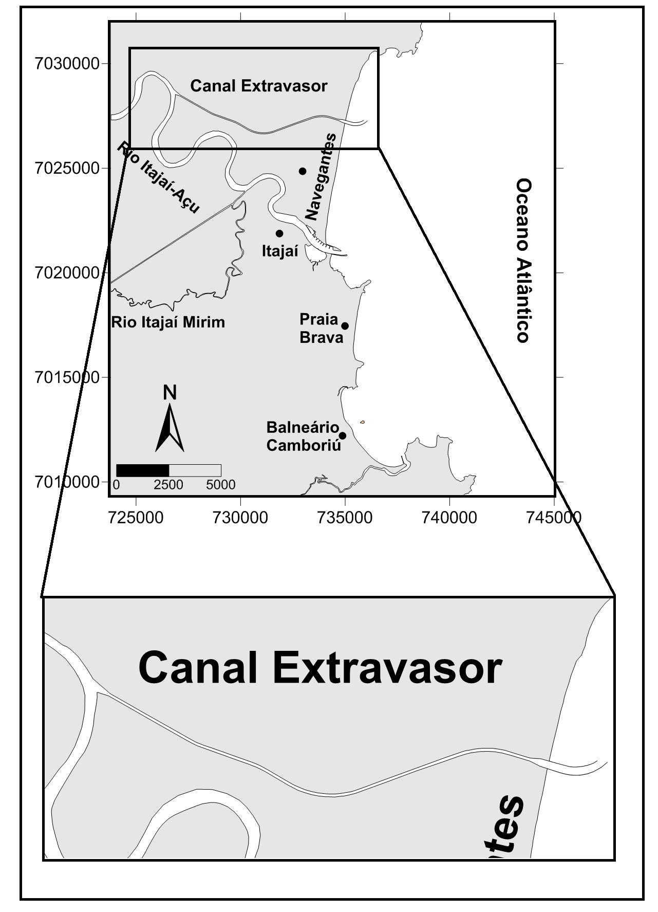 Figura 12 - Localização da rota do canal extravasor (coordenadas: UTM / datum: WGS 84).