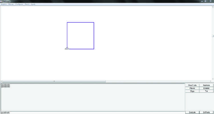 Digite, nesta janela de comandos, quadrado. A seguir, clique no botão Execute. Após terminar a digitação dos comandos, basta clicar no menu Arquivo e na opção Guardar e Sair. É fantástico!