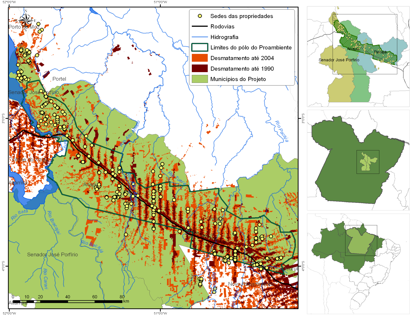 Pagamento de Serviços Ambientais Fundo Amazônia Região estudada (15 comunidades e 304 famílias distribuídas ao longo da Rodovia Transamazônica)