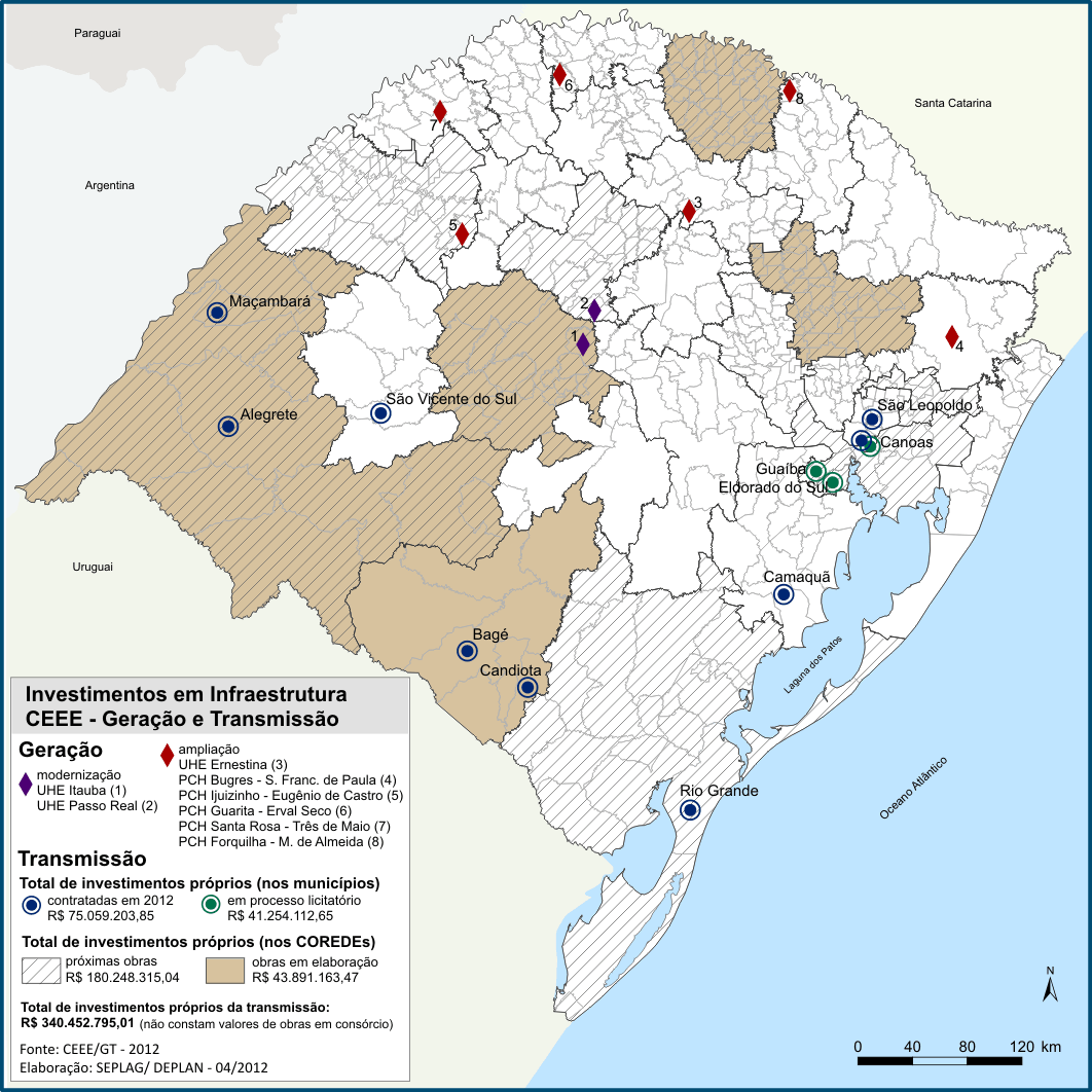 Infraestrutura de Energia Geração e Transmissão Geração (2012-2016): Modernização Grupo 4 - UHE Itaúba Modernização Grupo 2 - UHE Passo Real Ampliação da PCH Bugres - S.F.