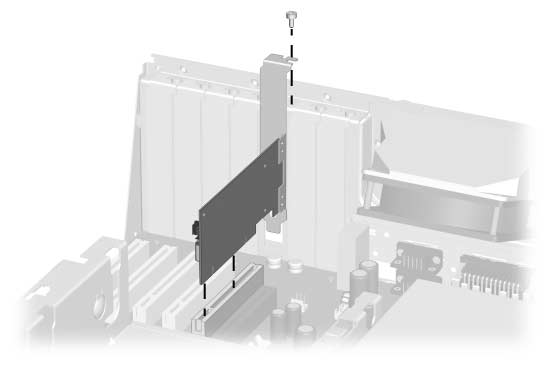 Atualizações de Hardware 10. Deslize a placa de expansão no soquete e pressione-a firmemente para a posição correta.