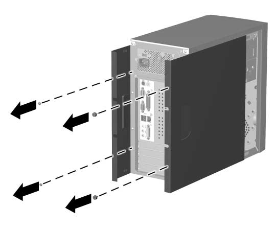 Atualizações de Hardware 4. Deslize o painel de acesso de volta cerca de 1 pol. (2,5 cm) e, em seguida, suspenda-o para fora da unidade.