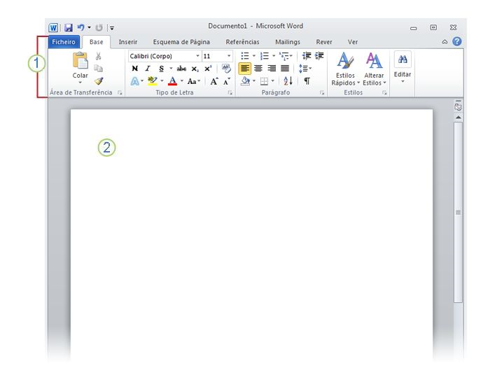A primeira vez que abre o Word Quando abre o Word, vê duas coisas, ou partes principais: O friso, que se encontra acima do documento e inclui um conjunto de botões e comandos que utiliza para