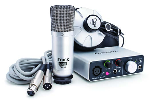 itrack STUDIO - Kit para gravação de aúdio USB Focusrite itrack Studio, itrack Solo + Fones HP60 + Mic CM25 - Fones de ouvido de referência - Microfone condensador com diafragma grande - Cabo de 3