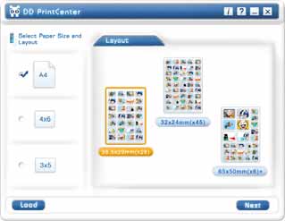 a. Passo 1: Seleccione o tamanho do papel e o esquema ou carregue o documento O DD PrintCenter oferece três tamanhos de papel padrão. Existe o estilo A4, 4*6 e 3*5 polegadas.