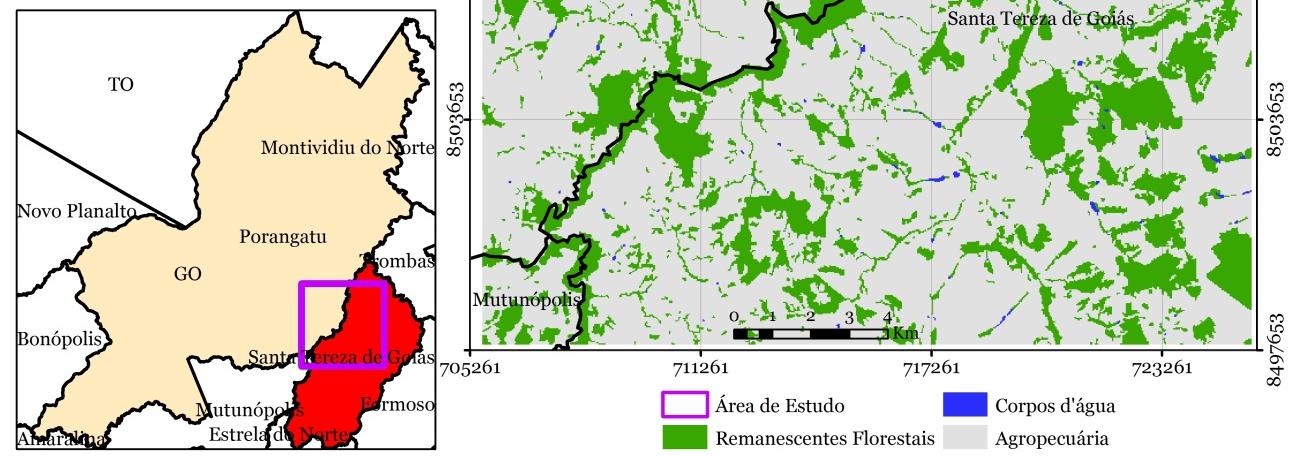 Figura 1: Localização da área de estudo. Obtenção dos dados Foram utilizados os dados vetoriais do mapeamento e cobertura e uso do solo realizado por Marcelino et al., (2012).