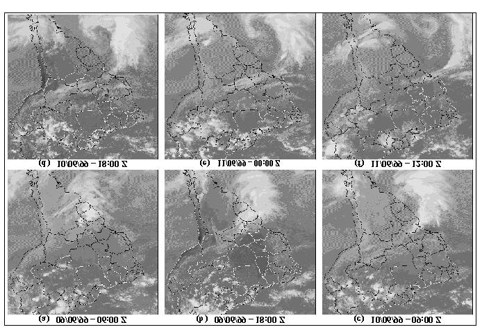 Figura 1 Imagens do canal infravermelho do satélite GOES-8 para o período de 09 à 11 de Junho de 1999.