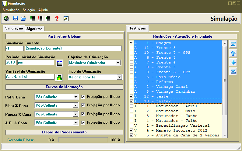 Passo 2: Use as teclas (SHIFT + Seta Acima/Abaixo) para selecionar mais de uma restrição na sequência ou (CTRL + Click do Mouse) para selecionar restrições intercaladas (Figura 3).