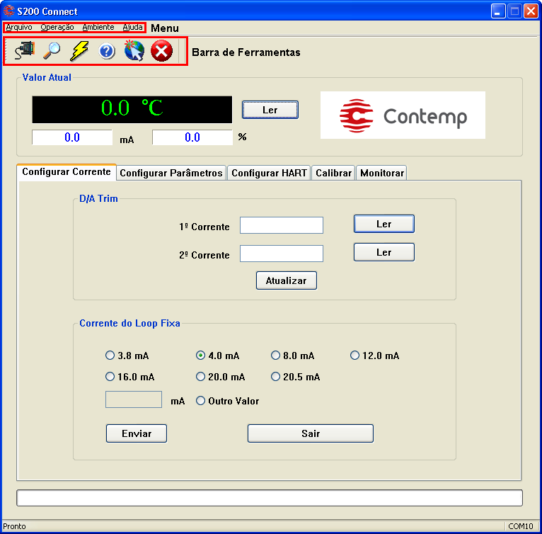 Execute o software S200 CONNECT, clicando com o botão esquerdo do mouse sobre o ícone S200 CONNECT.