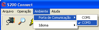 4.2 CONFIGURANDO O SOFTWARE Para configurar o idioma, clique com o botão esquerdo do mouse sobre o menu Ambiente e em seguida sobre o item Idioma.