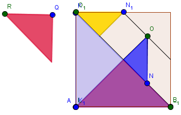 Q que tem a perpendicular e levar até o outro R. Em seguida, fazer a interseção entra a reta perpendicular e o círculo clicando na interseção.