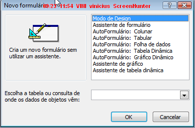 Criando um novo Formulário: CURSO DE ACCESS Para criar um formulário, você deve estar com a Janela de Banco de Dados ativa: Clique sobre o objeto Formulário.