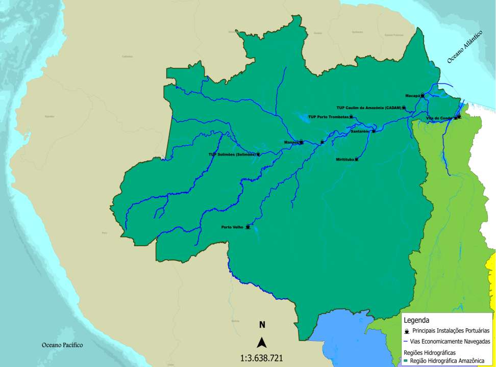 Transporte em Vias Interiores - 2014 REGIÃO HIDROGRÁFICA AMAZÔNICA O total transportado na região foi de 49.678.549 (t).