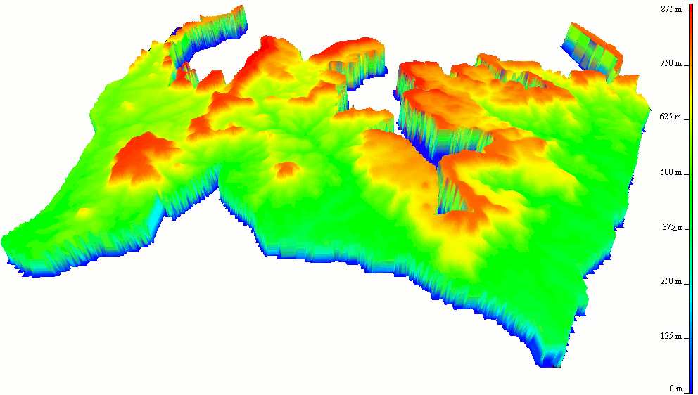 23 Figura 4.5 - Visualização 3D do Parque Estadual das Nascentes do Rio Taquari - PENRT no softtware Global Mapper 10..(Global Mapper, 2008).