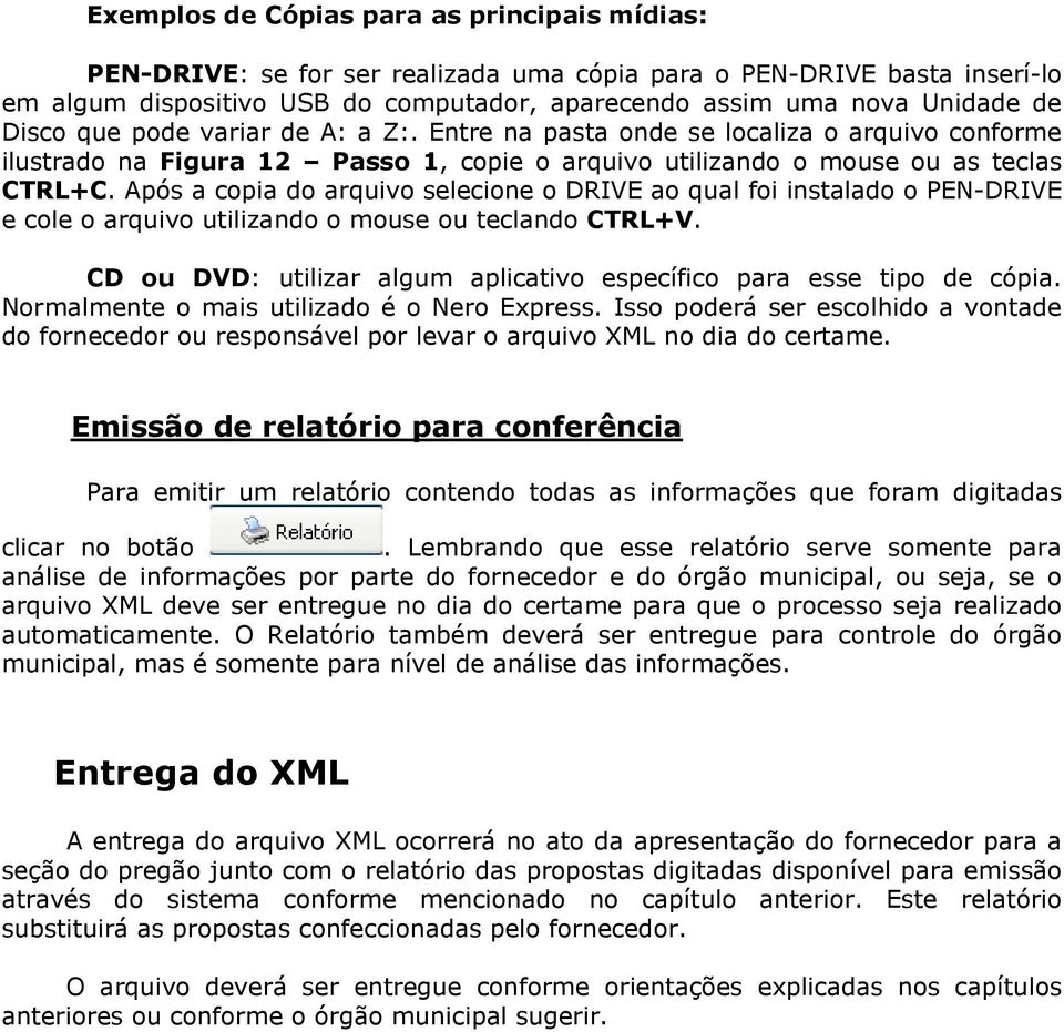 Após a copia do arquivo selecione o DRIVE ao qual foi instalado o PEN-DRIVE e cole o arquivo utilizando o mouse ou teclando CTRL+V.