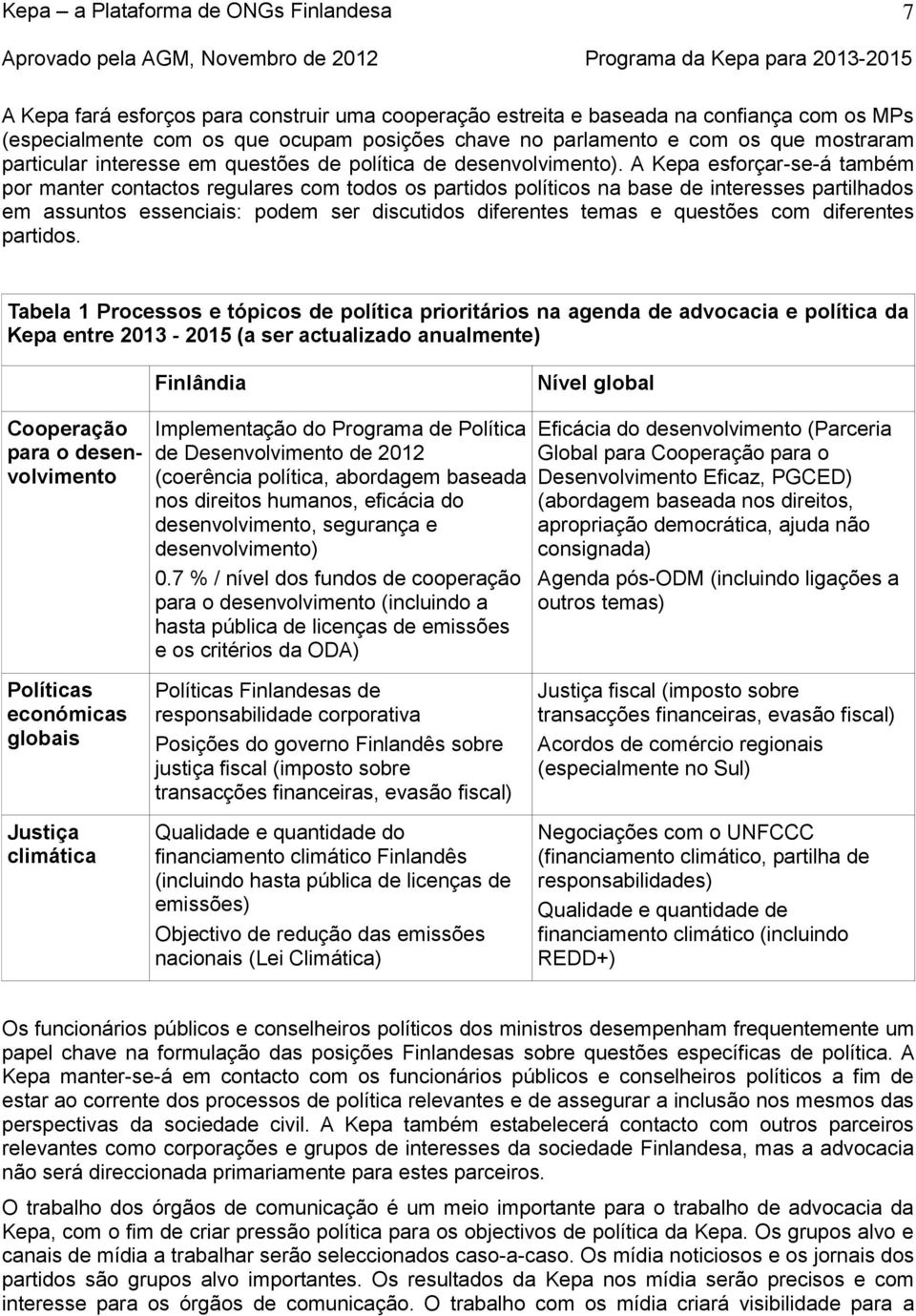 A Kepa esforçar-se-á também por manter contactos regulares com todos os partidos políticos na base de interesses partilhados em assuntos essenciais: podem ser discutidos diferentes temas e questões