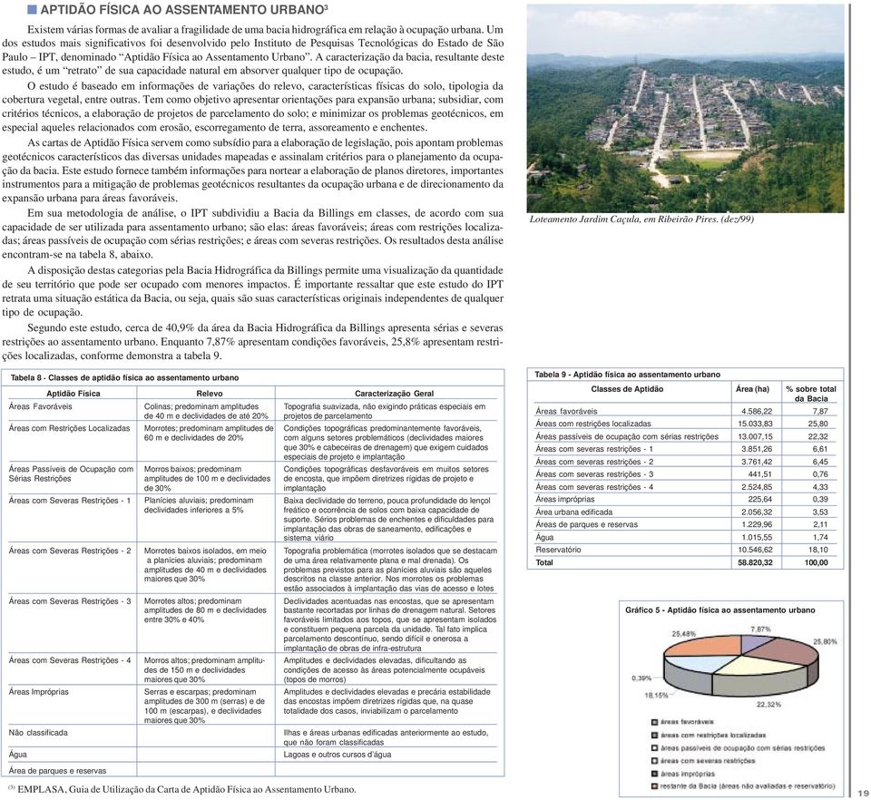 A caracterização da bacia, resultante deste estudo, é um retrato de sua capacidade natural em absorver qualquer tipo de ocupação.