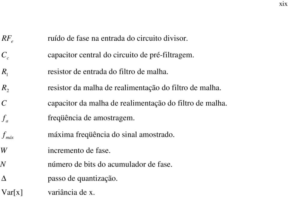 reitor da malha de realimentação do filtro de malha. capacitor da malha de realimentação do filtro de malha.