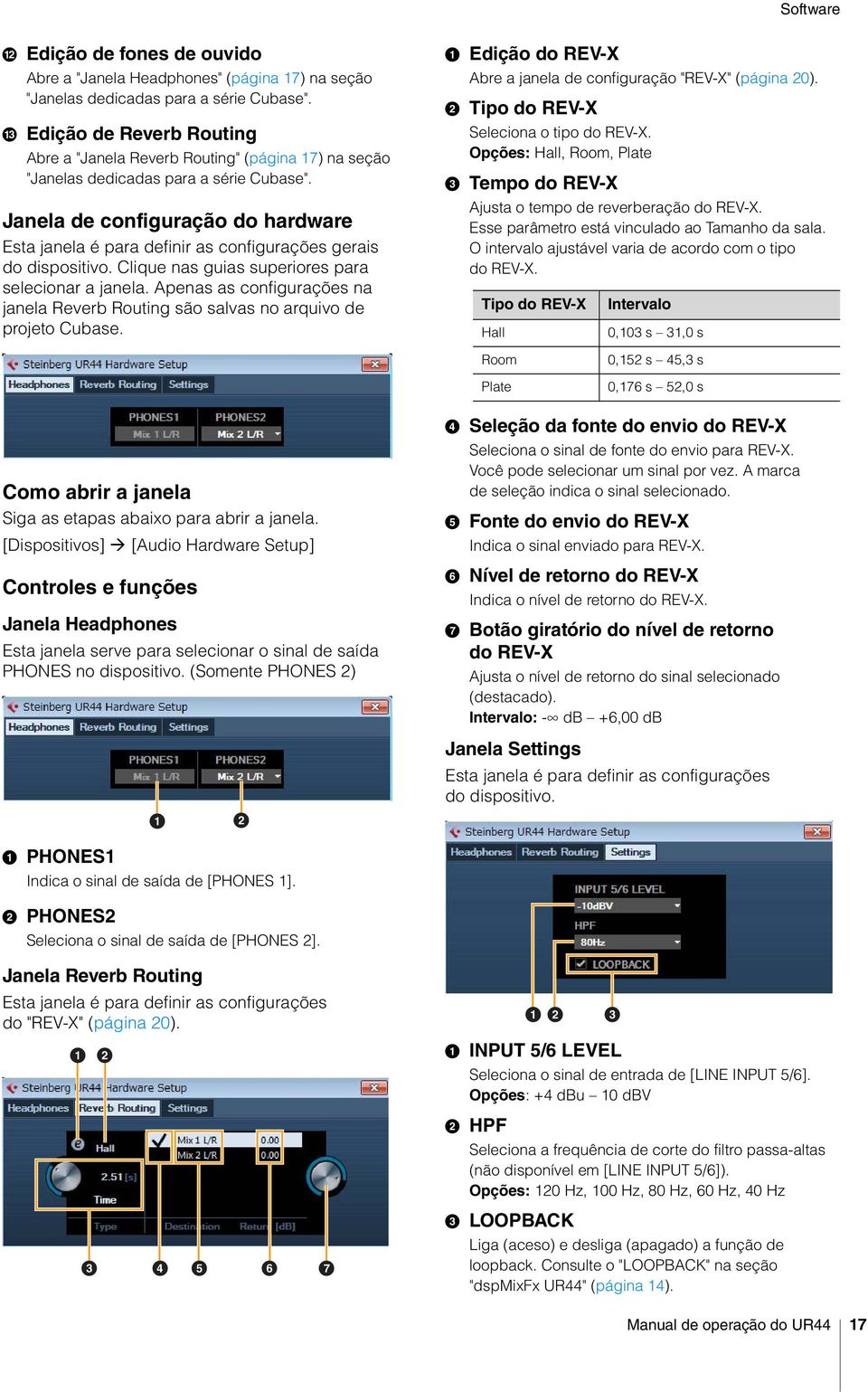 Janela de configuração do hardware Esta janela é para definir as configurações gerais do dispositivo. Clique nas guias superiores para selecionar a janela.