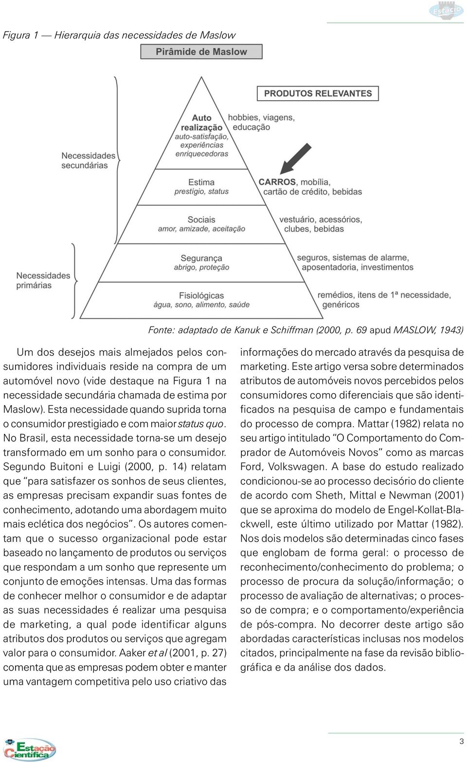 Maslow). Esta necessidade quando suprida torna o consumidor prestigiado e com maior status quo. No Brasil, esta necessidade torna-se um desejo transformado em um sonho para o consumidor.