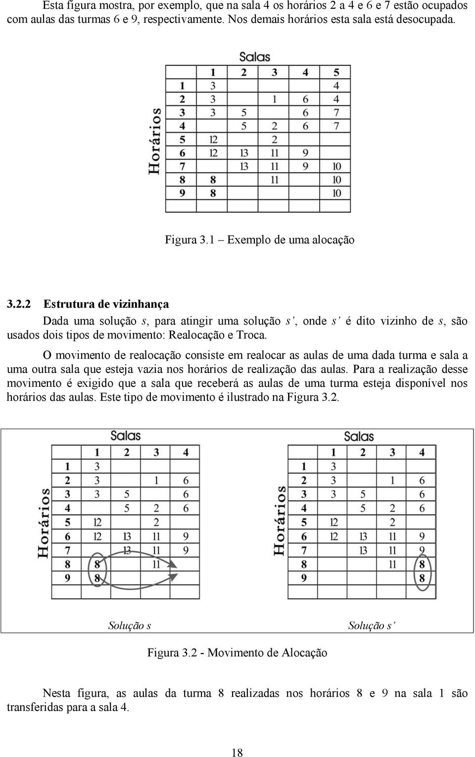 O movimento de realocação consiste em realocar as aulas de uma dada turma e sala a uma outra sala que esteja vazia nos horários de realização das aulas.