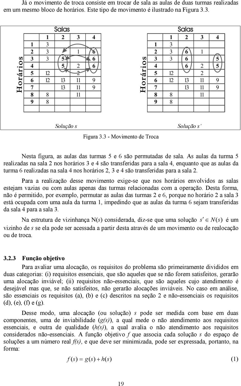 As aulas da turma 5 realizadas na sala 2 nos horários 3 e 4 são transferidas para a sala 4, enquanto que as aulas da turma 6 realizadas na sala 4 nos horários 2, 3 e 4 são transferidas para a sala 2.